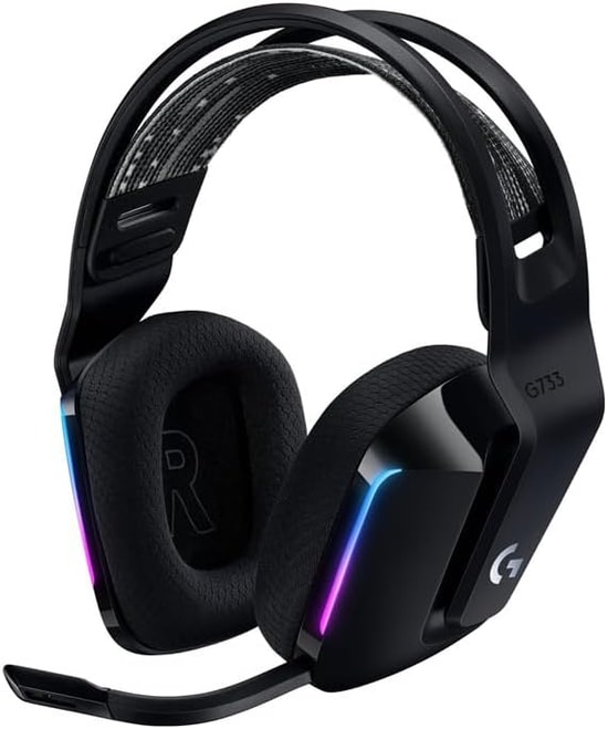 Logitech G733 Siyah Kablosuz RGB Oyuncu Kulaklığı (981-000864) - 7.1 Surround Ses, Lightspeed, 40mm Sürücü, Mikrofonlu