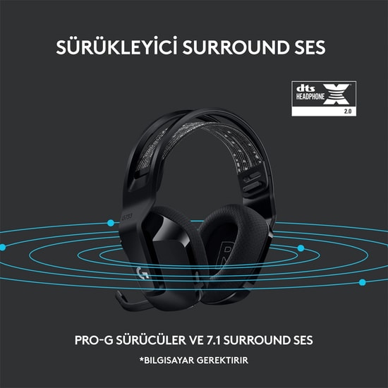 Logitech G733 Siyah Kablosuz RGB Oyuncu Kulaklığı (981-000864) - 7.1 Surround Ses, Lightspeed, 40mm Sürücü, Mikrofonlu