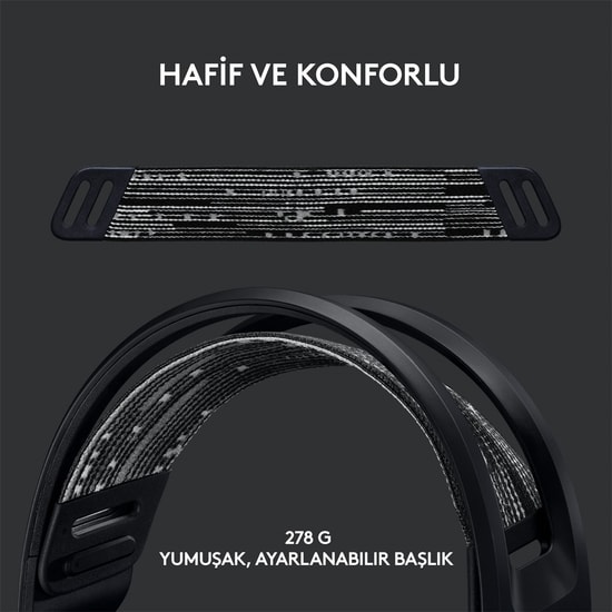 Logitech G733 Siyah Kablosuz RGB Oyuncu Kulaklığı (981-000864) - 7.1 Surround Ses, Lightspeed, 40mm Sürücü, Mikrofonlu