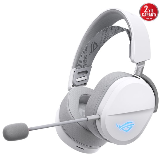 ASUS ROG Pelta Beyaz Kablosuz Oyuncu Kulaklığı (90YH0410-BHUA10) - 50mm Sürücü, 60 Saat Pil, BT, 2.4GHz, USB-C