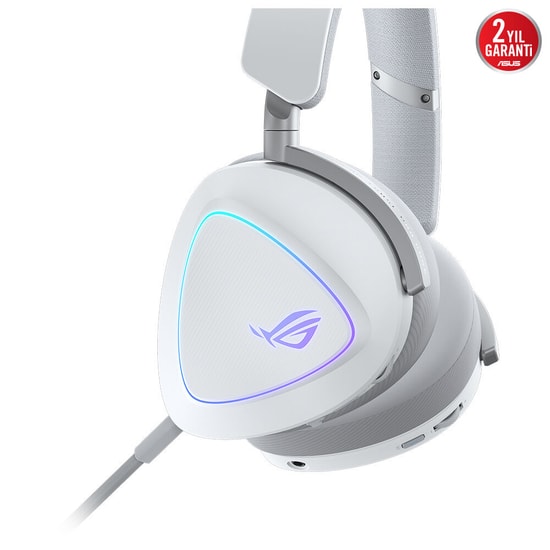 ASUS ROG Delta II Beyaz Kablosuz Oyuncu Kulaklığı (90YH03W0-BHUA10) - 50mm Titanyum Sürücü, 153 Saat Pil, BT, 2.4GHz