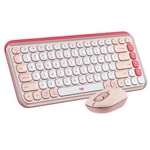 Logitech Pop Icon Pembe Q Türkçe Kablosuz Klavye Mouse Seti - Bluetooth, 10m Menzil, 4000 DPI Mouse (920-013077)