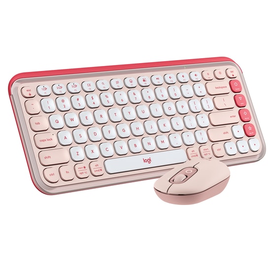 Logitech Pop Icon Pembe Q Türkçe Kablosuz Klavye Mouse Seti - Bluetooth, 10m Menzil, 4000 DPI Mouse (920-013077)