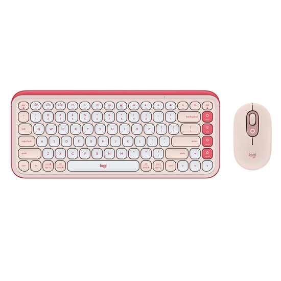 Logitech Pop Icon Pembe Q Türkçe Kablosuz Klavye Mouse Seti - Bluetooth, 10m Menzil, 4000 DPI Mouse (920-013077)