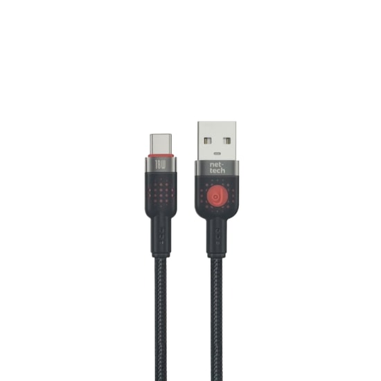 Nettech NT-DC58 Siyah Type-C Şarj & Data Kablosu - 18W Hızlı Şarj, 300cm Uzunluk, NT-113904