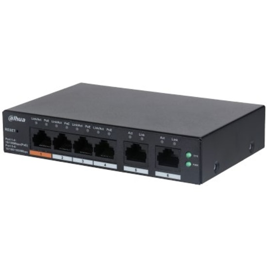Dahua CHS4206-4ET-60 60W PoE Switch - 4 Port 10/100Mbps PoE, 2 Port SFP Uplink, Bulut Yönetimi, Ağ Anahtarı