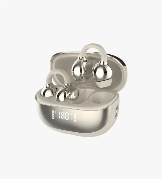 LinkTech LTW-S155 OWS Açık Kulak Klipsli Altın Kablosuz Kulaklık - 12mm Sürücü, BT 5.4, HiFi Dolby, 25 Saat Pil Ömrü