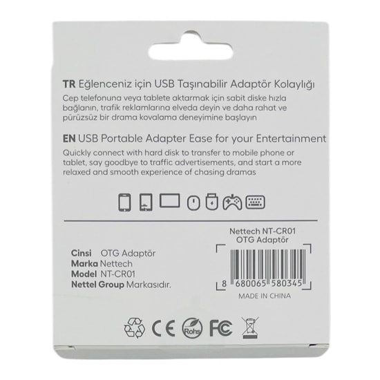 Nettech NT-CR01 Gri USB & Type-C SD Kart Okuyucu - NT-113842, Yüksek Hızlı, Taşınabilir Hafıza Kartı Okuyucu