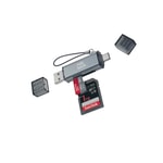 Nettech NT-CR02 Gri SD Kart Okuyucu (NT-113843) - Type-C ve Lightning USB, Hızlı Veri Aktarımı, Çoklu Uyumlu