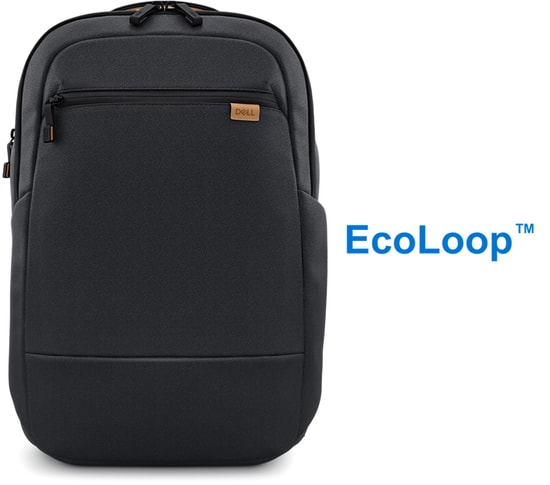 Dell EcoLoop Premium 16" Siyah Sırt Çantası CP7625S (460-BDXV) - Geri Dönüştürülmüş, Su Geçirmez, Şık Tasarım