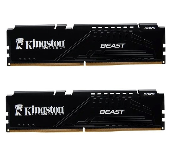 Kingston Fury Beast 32GB (2x16GB) 6000MHz DDR5 CL30 EXPO RAM (KF560C30BBEK2/32) - Siyah, Yüksek Performans