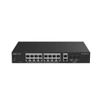 Ruijie Reyee RG-ES220GS-LP Cloud Yönetilebilir Switch - 16 Port Gigabit PoE (130W), 2xGB RJ45/SFP Uplink, Rackmount