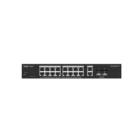 Ruijie Reyee RG-ES220GS-LP Cloud Yönetilebilir Switch - 16 Port Gigabit PoE (130W), 2xGB RJ45/SFP Uplink, Rackmount