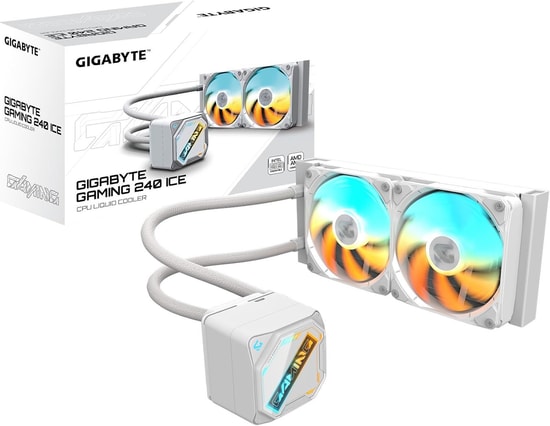Gigabyte GME 240I Ice Beyaz Sıvı İşlemci Soğutucu (240mm, 2x120mm ARGB Fan, GIGABYTE-GME-240I, Intel/AMD Uyumlu)