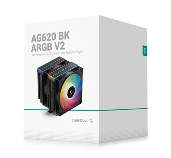 DeepCool AG620 BK ARGB V2 İşlemci Soğutucu - 260W, 120mm ARGB Fan, PWM, AM5/1700 Uyumlu, Çift Kule