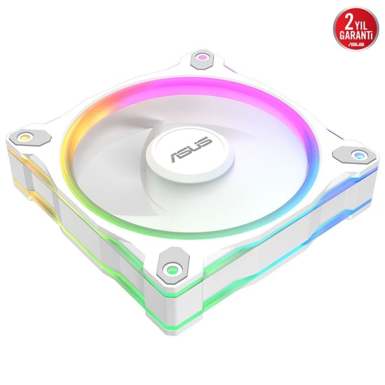 ASUS Prime MR120 Reverse Beyaz ARGB Kasa Fanı 120mm - PWM, 1600 RPM, Ters Kanatlı Fan, Sessiz Soğutma, 46.58 CFM Argb
