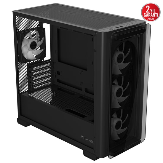 ASUS A23 Plus Siyah mATX Kasa (90DC00K0-B19010) - 360mm Radyatör, USB 3.2, Type-C, Gizli Konnektör, 4x ARGB Fan