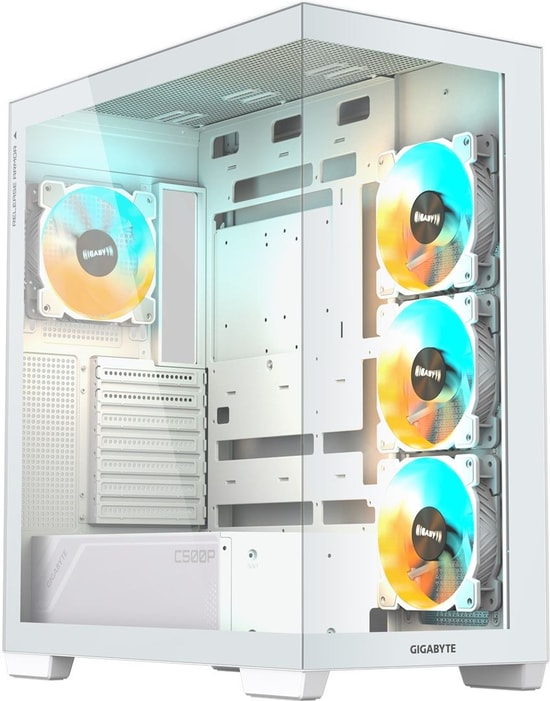 GIGABYTE C500 Panoramic Stealth Ice (GB-C500PI-ST) Beyaz ATX Kasa - 4x ARGB Fan, Temperli Cam, Optimize Hava Akışı