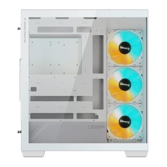 GIGABYTE C500 Panoramic Stealth Ice (GB-C500PI-ST) Beyaz ATX Kasa - 4x ARGB Fan, Temperli Cam, Optimize Hava Akışı