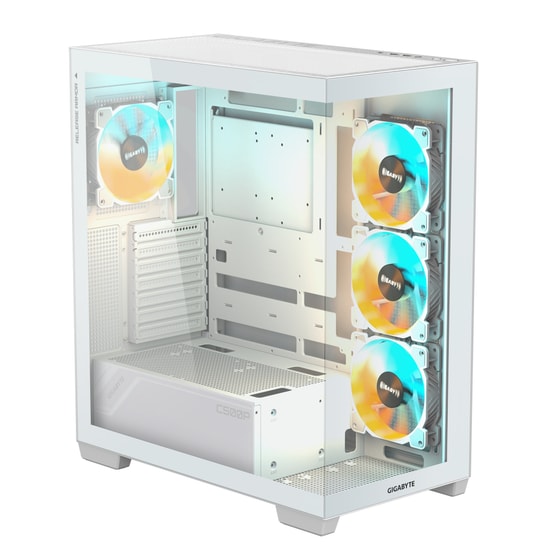 GIGABYTE C500 Panoramic Stealth Ice (GB-C500PI-ST) Beyaz ATX Kasa - 4x ARGB Fan, Temperli Cam, Optimize Hava Akışı