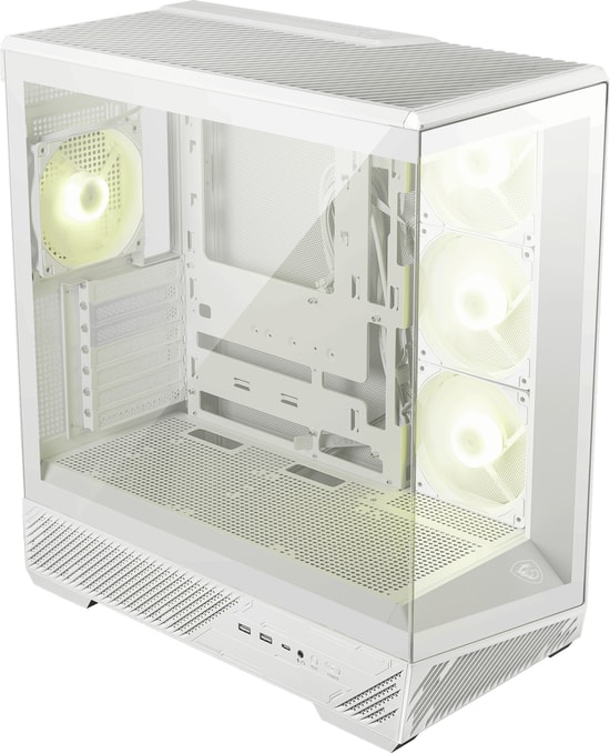 MSI MAG PANO 130R PZ Beyaz ATX Gaming Kasa: Panoramik Cam, 4x120mm ARGB Fan, Ters Fanlı, Mükemmel Hava Akışı