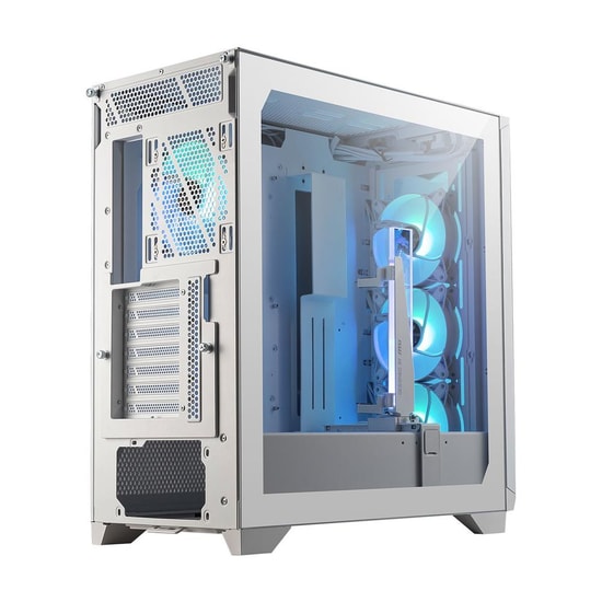 MSI MPG Gungnir 300R Airflow Beyaz E-ATX Mid Tower Kasa - 4x120mm ARGB, Temperli Cam, 12 Adet Fan Kapasitesi, PSU Yok