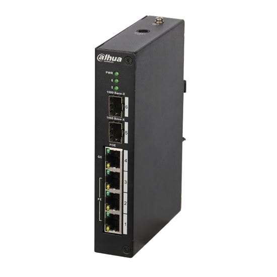 Dahua PFS3206-4P-96 4 Port Gigabit PoE Switch - Metal Kasa, 4xPoE, 2 Uplink Port, 96W PoE Gücü, Masaüstü, Yönetilemez