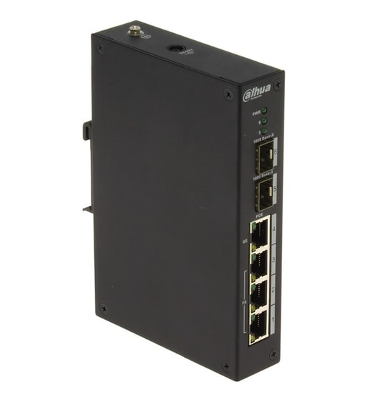 Dahua PFS3206-4P-96 4 Port Gigabit PoE Switch - Metal Kasa, 4xPoE, 2 Uplink Port, 96W PoE Gücü, Masaüstü, Yönetilemez