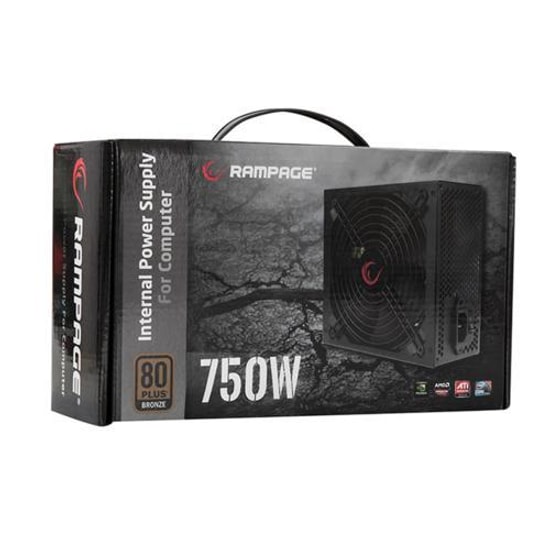 RAMPAGE RMP-750-80PB 750W APFC 140mm Fanlı 80+ Bronze Sertifikalı Güç Kaynağı - Siyah, Aktif PFC, Yüksek Verimlilik