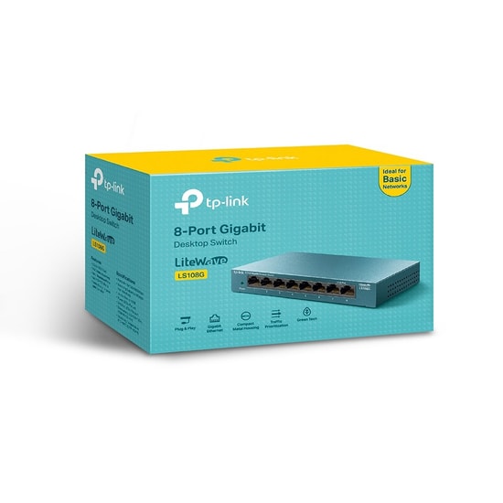 TP-Link LS108G 8 Port Gigabit Metal Kasa Masaüstü Switch - Tak Çalıştır, Hızlı ve Güvenilir Ağ Anahtarı
