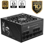 MSI MPG A1250GS PCIE5 1250W 80+ Gold ATX 3.1 Güç Kaynağı - Çift 12V-2x6, PCIe 5.1, PFC, Akım Koruması, Full Modüler PSU
