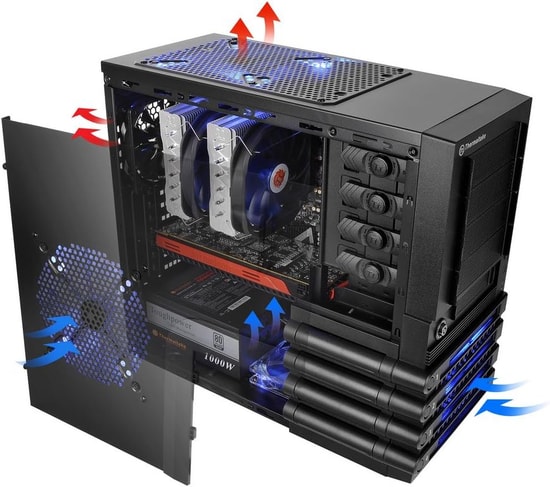 Thermaltake Level 10 GTS VO30001N2N Siyah ATX Mid Tower Oyuncu Kasası (PSU Yok) - 2x120mm LED Fan, Toz Filtreli