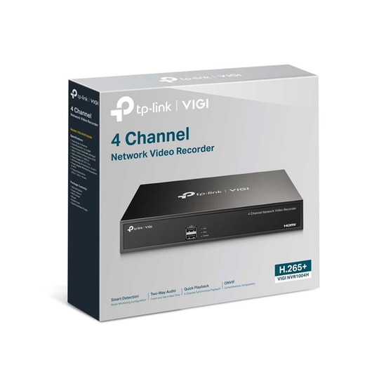 TP-LINK VIGI NVR1004H 4 Kanal 4MP 4K NVR Kayıt Cihazı - H.265+, SATA 10TB, HDMI/VGA, Eş Zamanlı Oynatma, Uzaktan İzleme