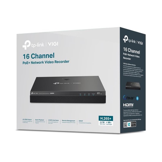 TP-LINK VIGI NVR2016H-16P V2 16 Kanal 4K PoE NVR Kayıt Cihazı - H.265+, 2xSATA, ONVIF, HDMI, LAN, USB, Uzaktan İzleme