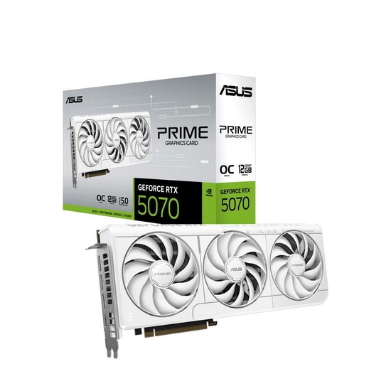 Asus Prime RTX 5070 OC Beyaz 12GB GDDR7 Ekran Kartı (90YV0M19-M0NA00) - 192 Bit, Beyaz Tasarım, DLSS 4, 3xDP, HDMI