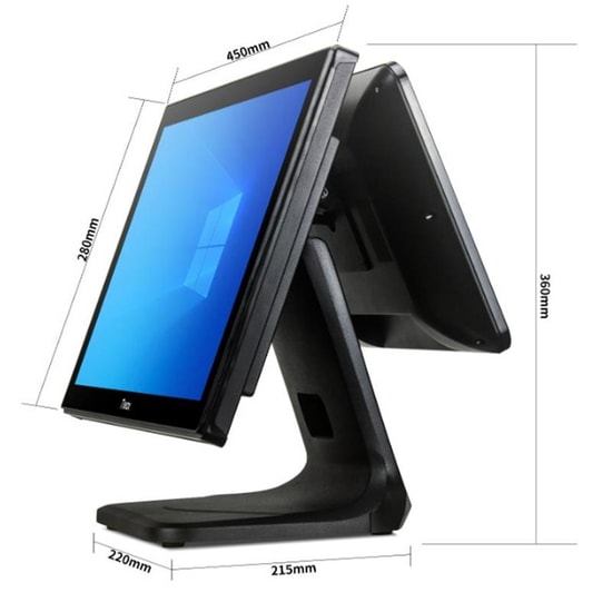 Tiwox TP-4950D: 18.5" POS PC - i5 5.Nesil, 8GB DDR3, 128GB SSD, 13.2" Müşteri Ekranı, 1366x768