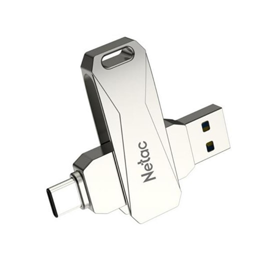 Netac U782C 64GB USB 3.2 Type-C Flash Bellek (NT03U782C-064G-32PN) - Çift Arayüz, Yüksek Hızlı, Metal Kasa
