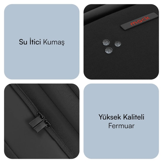 Mack Business X MCC-804 14.1 Siyah Notebook Sırt Çantası - Su Geçirmez, Korumalı, Hafif, İş ve Okul Çantası