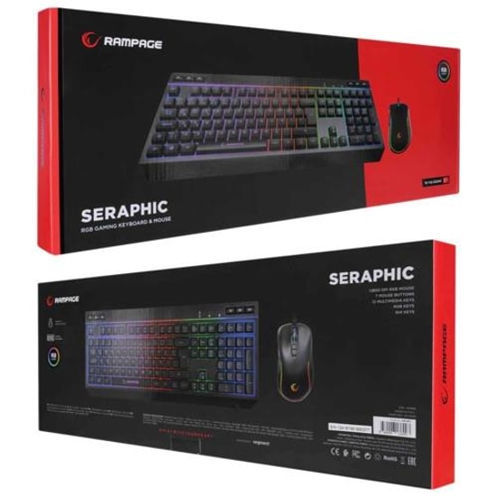 Rampage Seraphic KM-R57 Siyah RGB Oyuncu Klavye Mouse Seti - Q Türkçe Multimedya, Kablolu, 12800 DPI Optik Mouse