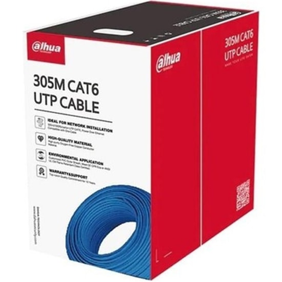 Dahua CAT6 Mavi Kablo (PFM922I-6UN-C) - 305 Metre, 23AWG U/UTP CCA, Yüksek Performanslı Data Kablosu