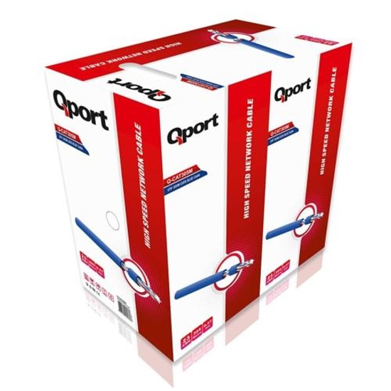 Qport Q-CAT6M Mavi 305 Metre CAT6 UTP Network Kablosu - 23AWG Kalınlık, Yüksek Hızlı Veri Aktarımı