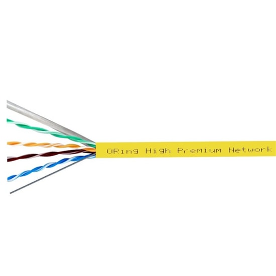 Oring RW-U0605YEL CAT6 Network Kablosu - 500 Metre, 23AWG Bakır, LSZH, 250MHz, U/UTP, Sarı Renk