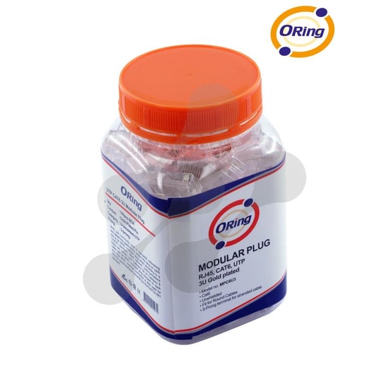 Oring MPC6U3 CAT6 RJ45 Konnektör - 100'lü Altın Kaplama Uçlu, 2-Gigabit Ethernet, U/UTP, Ağ Kablo Ucu