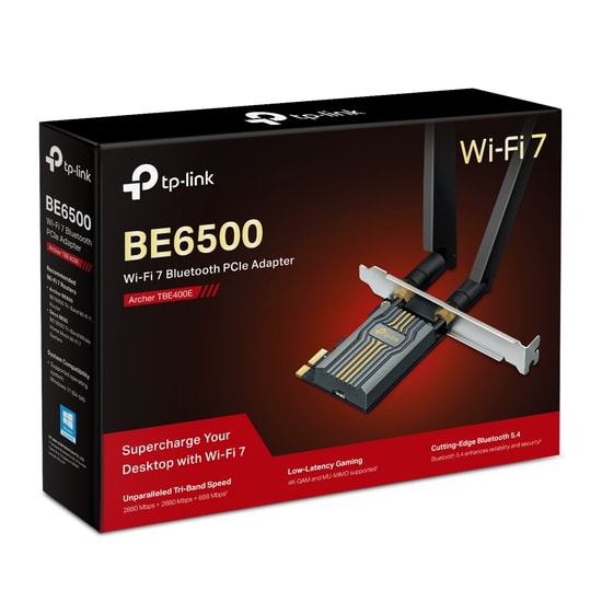 TP-Link Archer TBE400E BE6500 Wi-Fi 7 Tri-Band Bluetooth 5.4 PCI-E Adaptör - Yeni Nesil Kablosuz Bağlantı, Ultra Hızlı