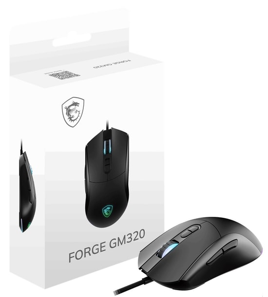 MSI FORGE GM320 USB Kablolu RGB Optik Gaming Mouse - 12800 DPI, 6 DPI Ayarı, 7 Tuşlu, 1.5m Kablo, 20 Milyon Tıklama Ömrü