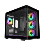 Cooler Master Elite 600 Curve Siyah ATX Kasa (E600-KGNN-S02) - 7x12cm Fan, ARGB, USB 3.2 Type-C, Temperli Cam Yan Panel