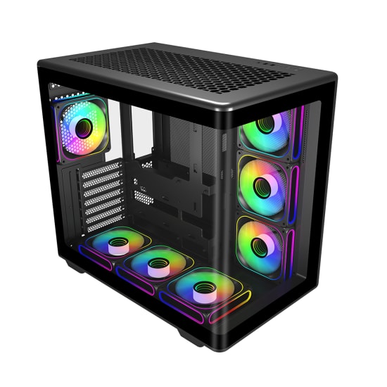 Cooler Master Elite 600 Curve Siyah ATX Kasa (E600-KGNN-S02) - 7x12cm Fan, ARGB, USB 3.2 Type-C, Temperli Cam Yan Panel