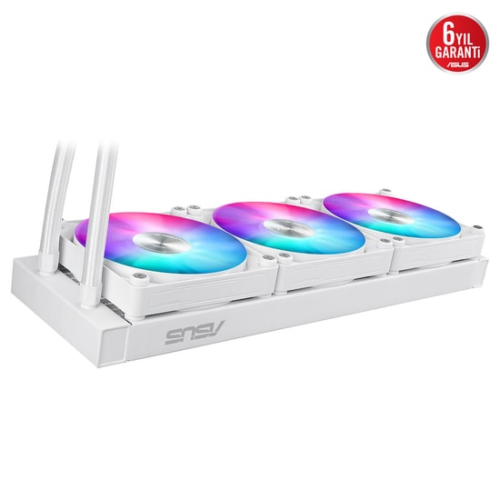 ASUS Max Gaming LC360 ARGB LCD Beyaz Sıvı Soğutucu (90RC01G2-B0EAY0) - 2.4" IPS Ekran, 3x120mm ARGB Fan, Aura LED