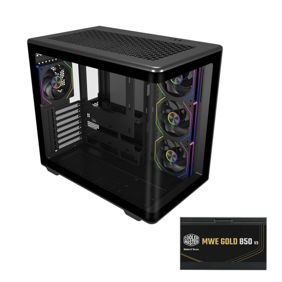 Cooler Master Elite 600 Curve TG Siyah Kasa (E600-KGNN85-S01) - 850W 80+ Gold, ARGB Fanlı, Back-Connect ATX Mid-Tower