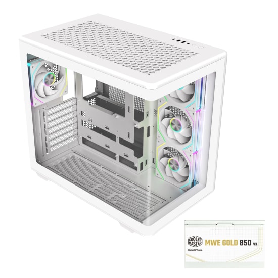 Cooler Master Elite 600 Curve Beyaz Kasa (E600-WGNN85-S01) - 850W 80+ Gold ARGB, 4x12cm Fanlı, ATX Mid-Tower